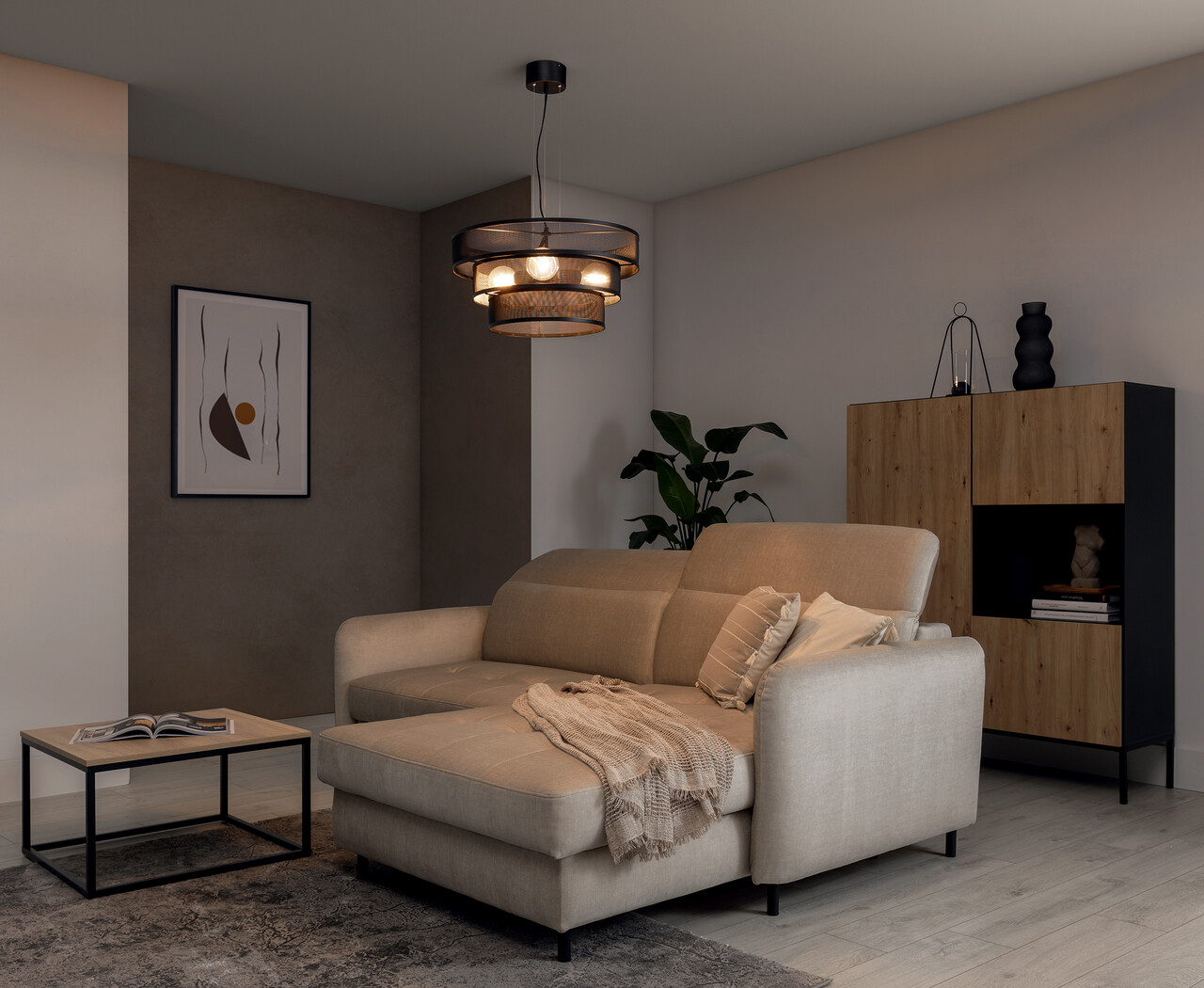 Lustra ELTAP, Orabela, 55x130 cm, 3xE27, 15W, otel, negru - imagine 6